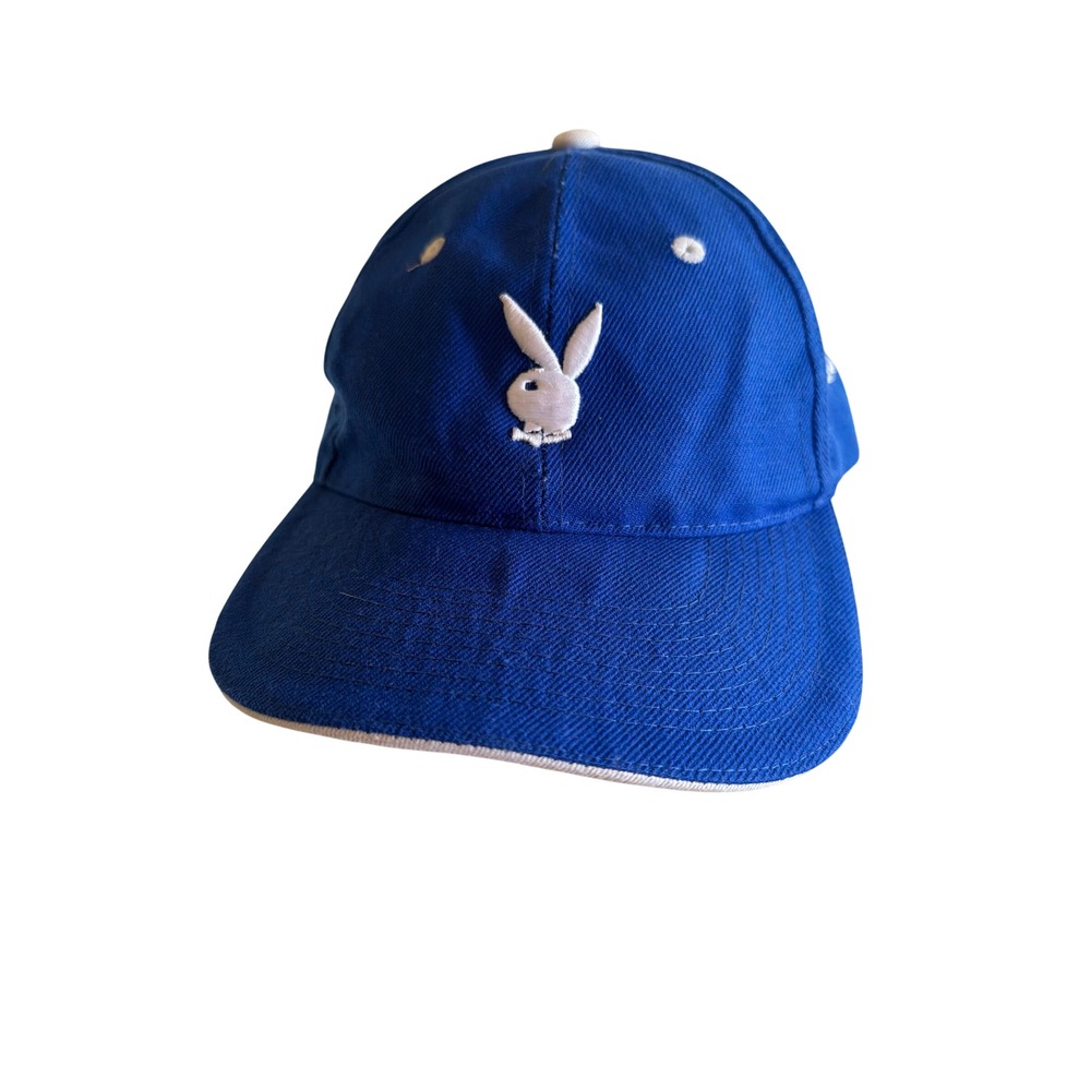Playboy Baseball Cap Blue Embroidered Bunny Logo Adjustable Strap Hat
